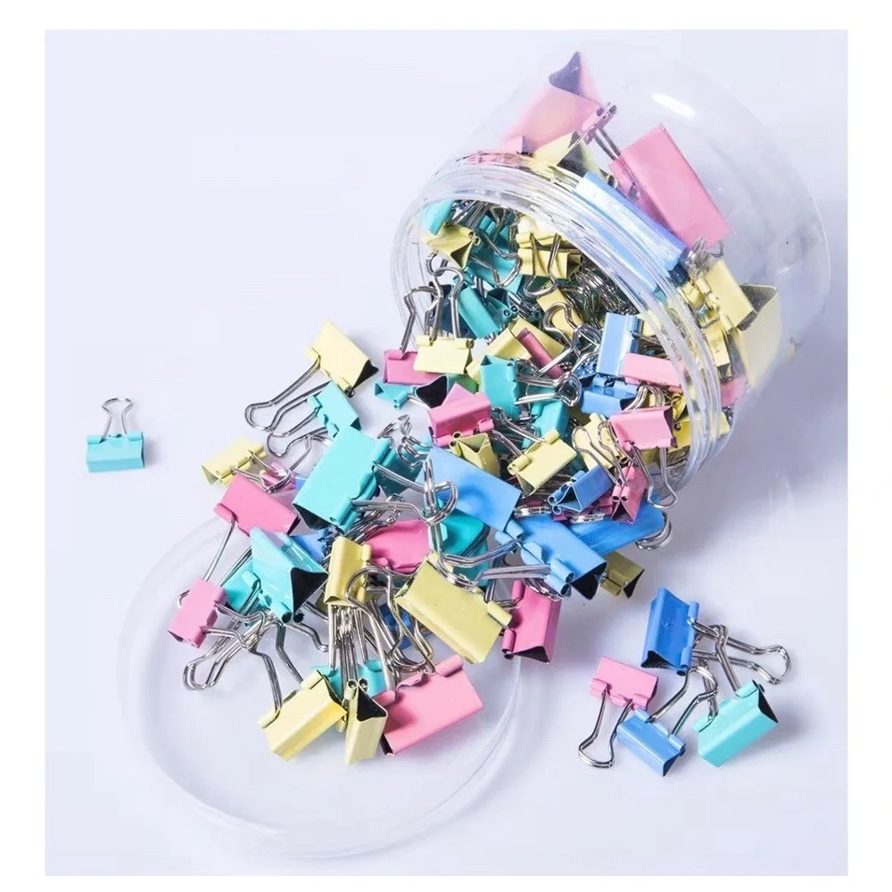 120 Pcs Colored Binder Clips Paper Clamps for Office Home School Supplies [H]